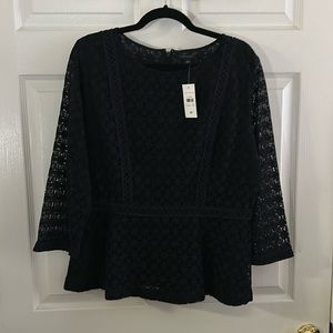 Ann Taylor - Lace Peplum 3/4 Sleeve Blouse